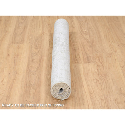 Transitional Wool & Silk Hand Knotted Rug Ivory No Border 4.2X6.0 -O063183