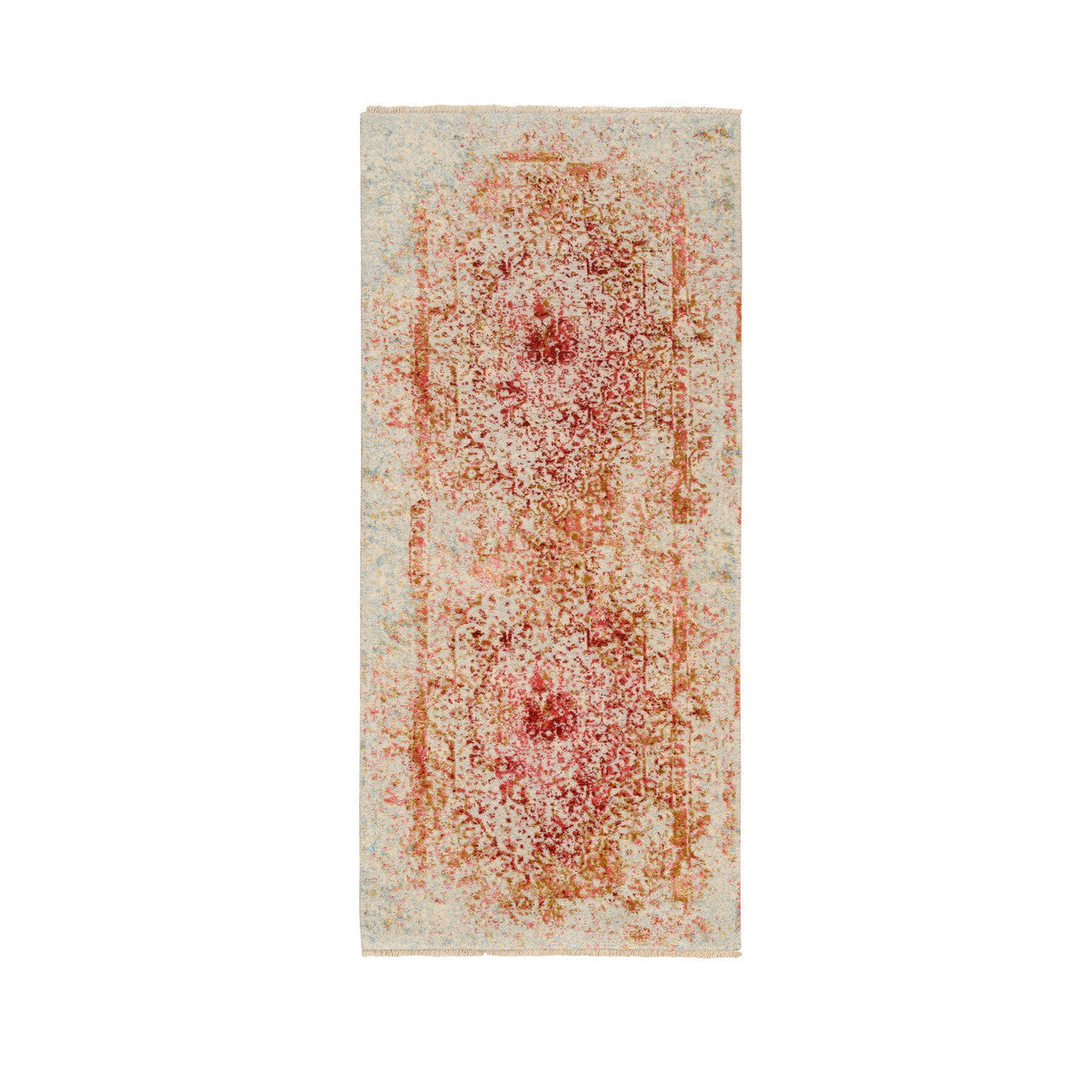 Ivory 2'6" x 6'0" Modern and Contemporary Hand knotted Wool/Silk Rug - Sku: O063184