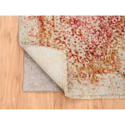 Modern and Contemporary Wool & Silk Hand Knotted Rug Ivory No Border 2.6X6.0 -O063184