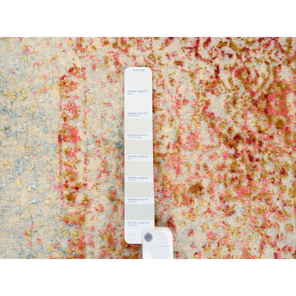 Modern and Contemporary Wool & Silk Hand Knotted Rug Ivory No Border 2.6X6.0 -O063184