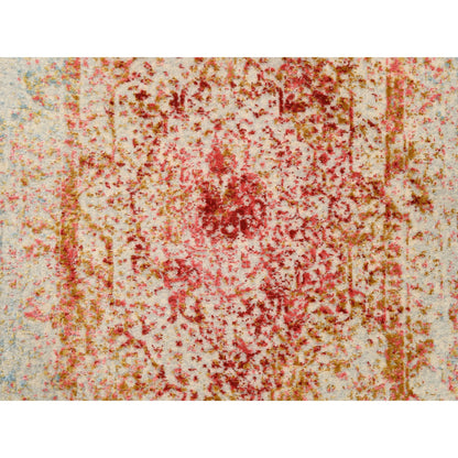 Modern and Contemporary Wool & Silk Hand Knotted Rug Ivory No Border 2.6X6.0 -O063184