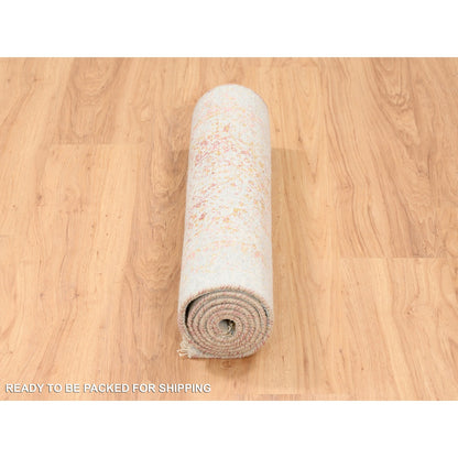 Modern and Contemporary Wool & Silk Hand Knotted Rug Ivory No Border 2.6X6.0 -O063184