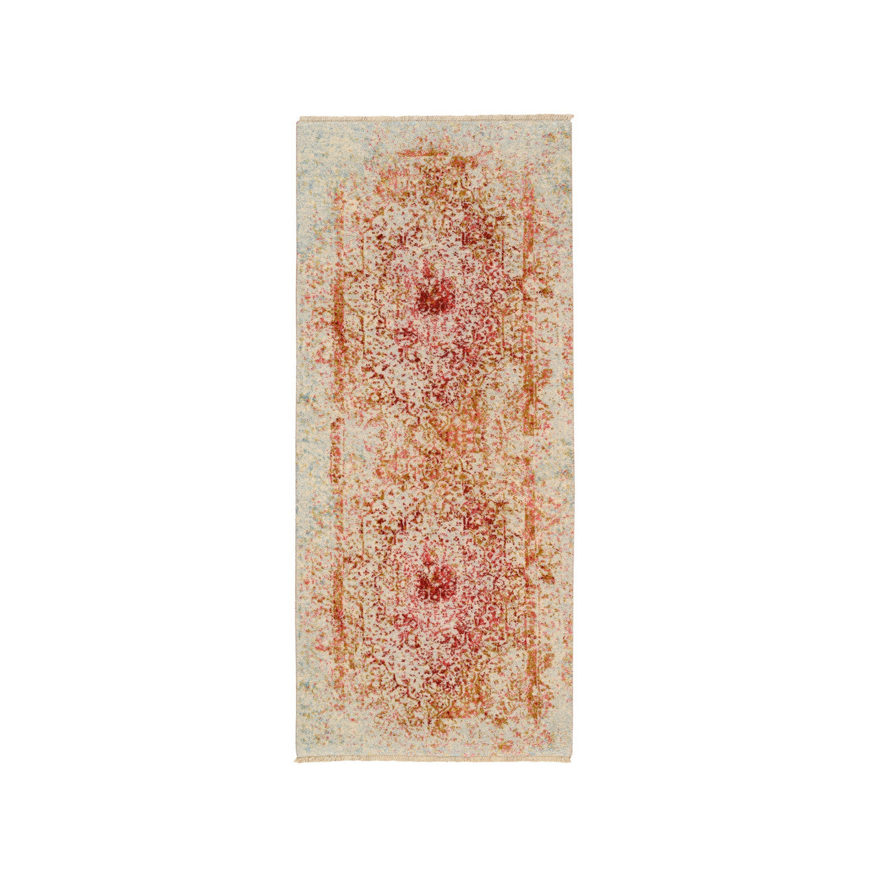 Ivory 2'6" x 6'0" Modern and Contemporary Hand knotted Wool/Silk Rug - Sku: O063186