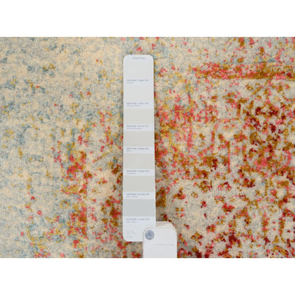 Modern and Contemporary Wool & Silk Hand Knotted Rug Ivory No Border 2.6X6.0 -O063186