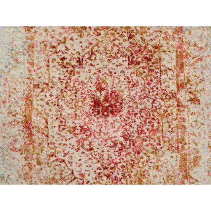 Modern and Contemporary Wool & Silk Hand Knotted Rug Ivory No Border 2.6X6.0 -O063186