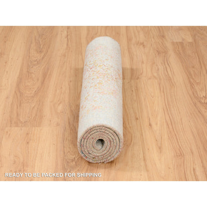 Modern and Contemporary Wool & Silk Hand Knotted Rug Ivory No Border 2.6X6.0 -O063186