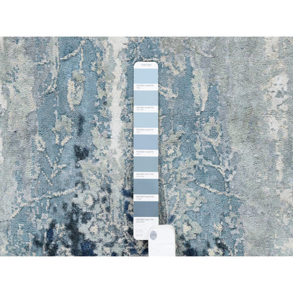 Transitional Wool & Silk Hand Knotted Rug Blue No Border 2.1X3.1 -O063188