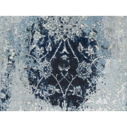 Transitional Wool & Silk Hand Knotted Rug Blue No Border 2.1X3.1 -O063188