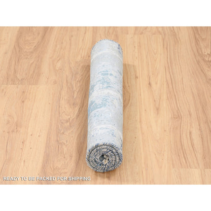 Transitional Wool & Silk Hand Knotted Rug Blue No Border 2.1X3.1 -O063188