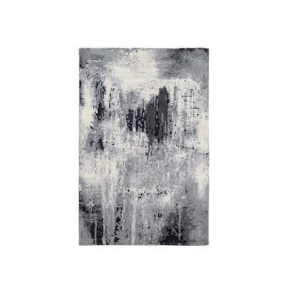 Modern and Contemporary Wool & Silk Hand Knotted Rug Ivory No Border 3.1X5.0 -O063189