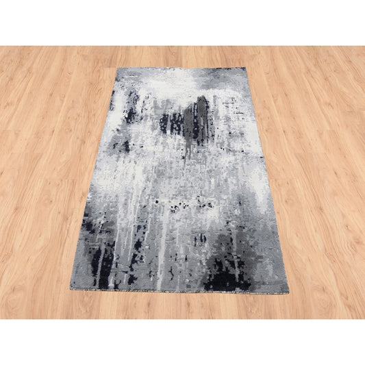 Modern and Contemporary Wool & Silk Hand Knotted Rug Ivory No Border 3.1X5.0 -O063189