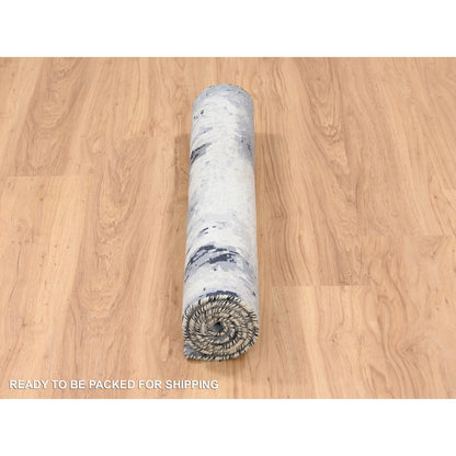 Modern and Contemporary Wool & Silk Hand Knotted Rug Ivory No Border 3.1X5.0 -O063189