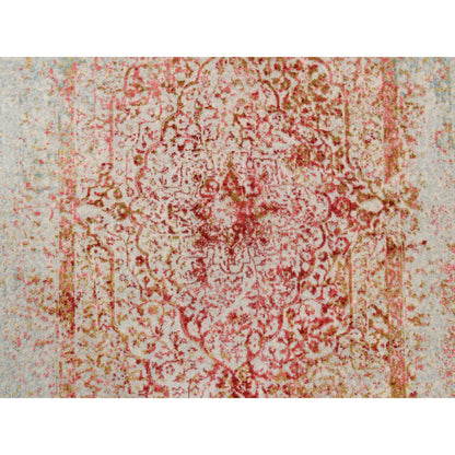 Modern and Contemporary Wool & Silk Hand Knotted Rug Ivory No Border 4.2X10.0 -O063190