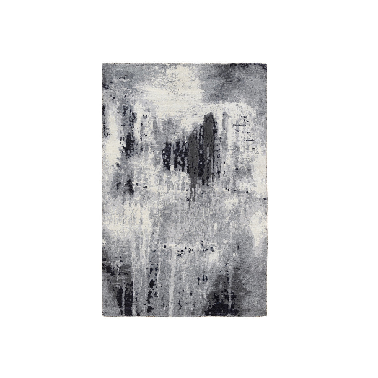 Modern and Contemporary Wool & Silk Hand Knotted Rug Ivory No Border 3.0X4.10 -O063193