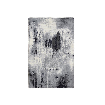 Modern and Contemporary Wool & Silk Hand Knotted Rug Ivory No Border 3.0X4.10 -O063193