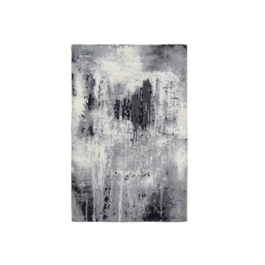 Modern and Contemporary Wool & Silk Hand Knotted Rug Ivory No Border 3.0X4.10 -O063193