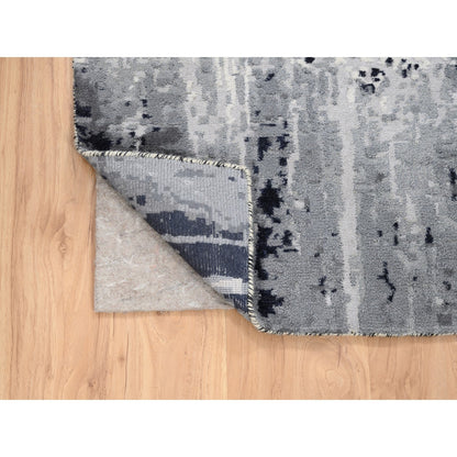 Modern and Contemporary Wool & Silk Hand Knotted Rug Ivory No Border 3.0X4.10 -O063193