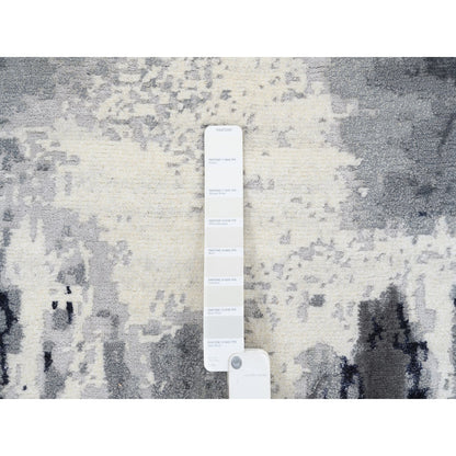 Modern and Contemporary Wool & Silk Hand Knotted Rug Ivory No Border 3.0X4.10 -O063193