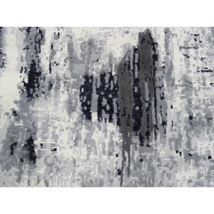 Modern and Contemporary Wool & Silk Hand Knotted Rug Ivory No Border 3.0X4.10 -O063193