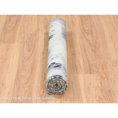 Modern and Contemporary Wool & Silk Hand Knotted Rug Ivory No Border 3.0X4.10 -O063193