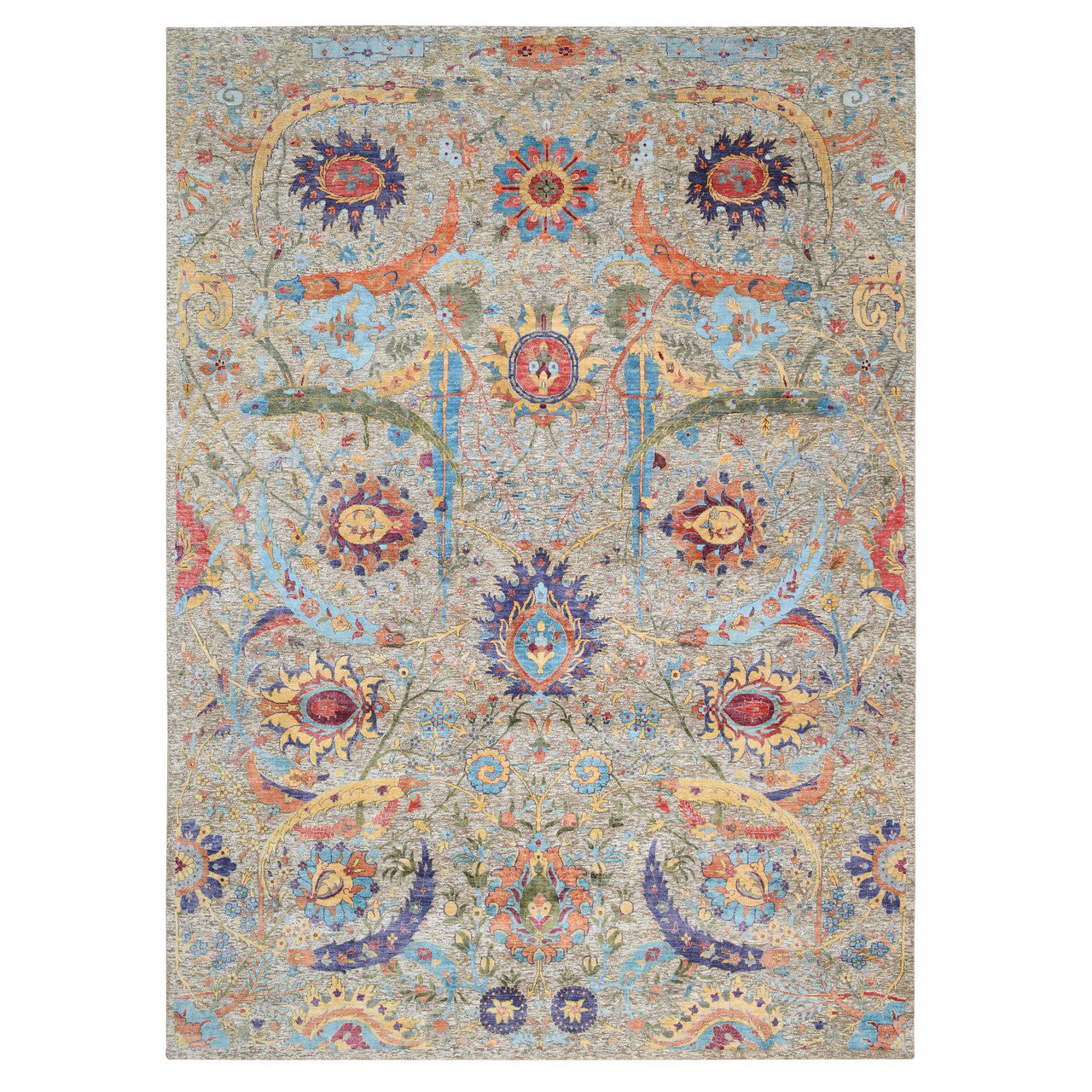 Beige 9'1" x 12'4" Transitional Hand knotted Wool/Silk Rug - Sku: O063199