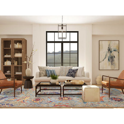 Transitional Wool & Silk Hand Knotted Rug Beige No Border 9.1X12.4 -O063199