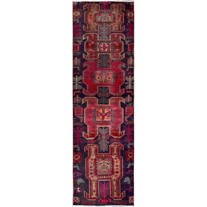 Overdyed & Vintage Wool Hand Knotted Rug Red 2.6x8.10 -O0631