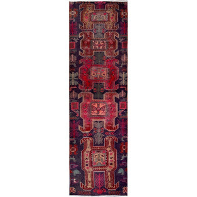 Overdyed & Vintage Wool Hand Knotted Rug Red 2.6x8.10 -O0631