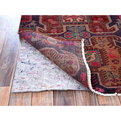 Overdyed & Vintage Wool Hand Knotted Rug Red 2.6x8.10 -O0631