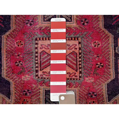 Overdyed & Vintage Wool Hand Knotted Rug Red 2.6x8.10 -O0631