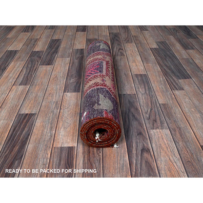 Overdyed & Vintage Wool Hand Knotted Rug Red 2.6x8.10 -O0631
