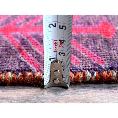 Overdyed & Vintage Wool Hand Knotted Rug Red 2.6x8.10 -O0631