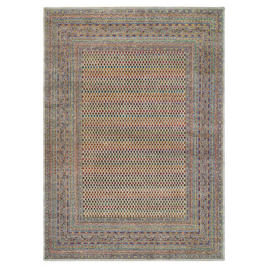 Modern and Contemporary Wool & Sari Silk Hand Knotted Rug Beige Beige 8.8X12.2 -O063206