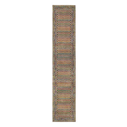 Modern and Contemporary Wool & Sari Silk Hand Knotted Rug Beige Beige 2.5X12.0 -O063218