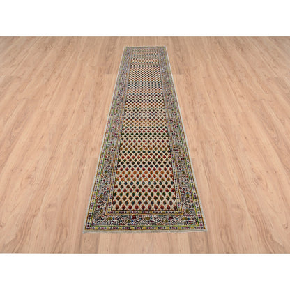 Modern and Contemporary Wool & Sari Silk Hand Knotted Rug Beige Beige 2.5X12.0 -O063218