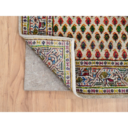 Modern and Contemporary Wool & Sari Silk Hand Knotted Rug Beige Beige 2.5X12.0 -O063218