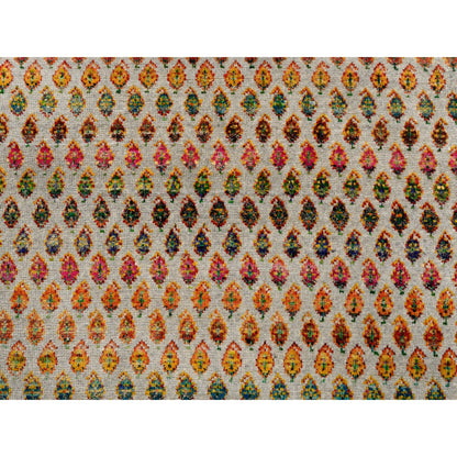 Modern and Contemporary Wool & Sari Silk Hand Knotted Rug Beige Beige 5.2X5.0 -O063221