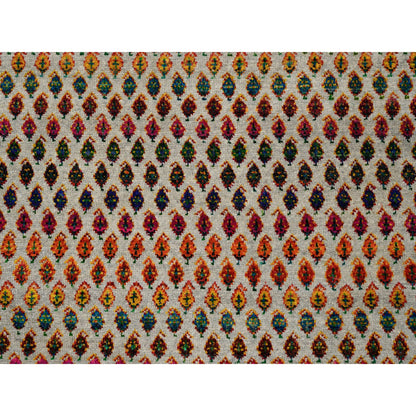 Modern and Contemporary Wool & Sari Silk Hand Knotted Rug Beige Beige 5.0X5.0 -O063222