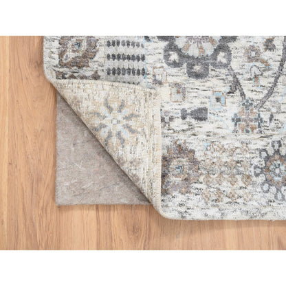 Transitional Wool & Silk Hand Knotted Rug Ivory No Border 6.0X6.2 -O063239