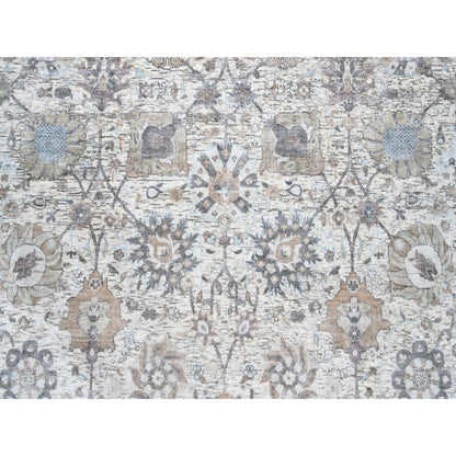 Transitional Wool & Silk Hand Knotted Rug Ivory No Border 6.0X6.2 -O063239
