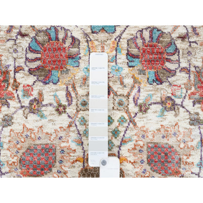 Transitional Wool & Silk Hand Knotted Rug Ivory No Border 4.2X6.1 -O063244