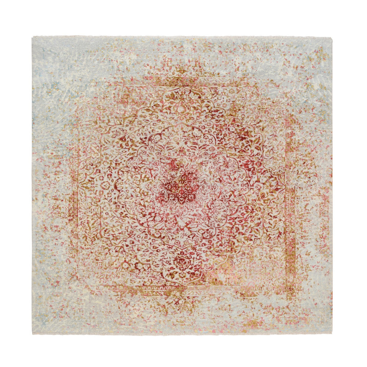 Ivory 8'2" x 8'1" Modern and Contemporary Hand knotted Wool/Silk Rug - Sku: O063252