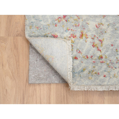 Modern and Contemporary Wool & Silk Hand Knotted Rug Ivory No Border 8.2X8.1 -O063252
