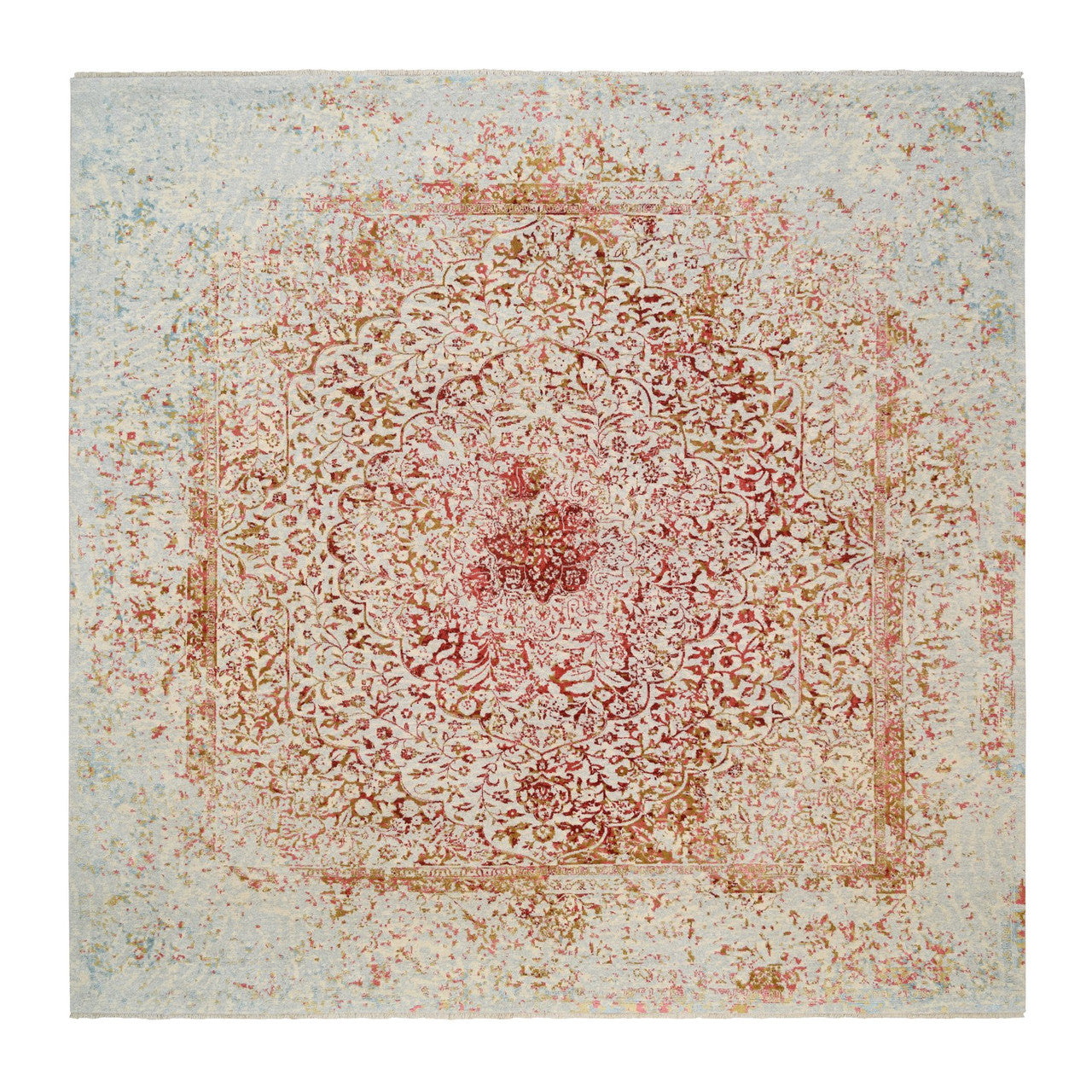 Ivory 10'1" x 10'0" Modern and Contemporary Hand knotted Wool/Silk Rug - Sku: O063253