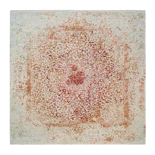 Modern and Contemporary Wool & Silk Hand Knotted Rug Ivory No Border 10.1X10.0 -O063253