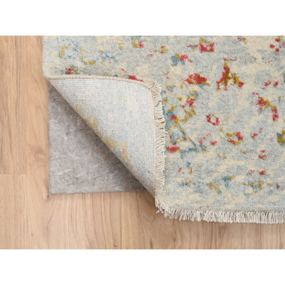 Modern and Contemporary Wool & Silk Hand Knotted Rug Ivory No Border 10.1X10.0 -O063253