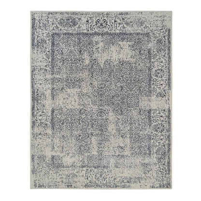 Modern and Contemporary Wool & Art Silk Hand Loomed Rug Grey No Border 8.0X10.1 -O063255