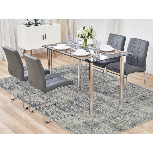 Modern and Contemporary Wool & Art Silk Hand Loomed Rug Grey No Border 8.0X10.1 -O063255