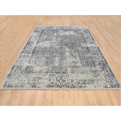 Modern and Contemporary Wool & Art Silk Hand Loomed Rug Grey No Border 8.0X10.1 -O063255