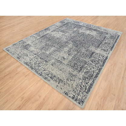Modern and Contemporary Wool & Art Silk Hand Loomed Rug Grey No Border 8.0X10.1 -O063255